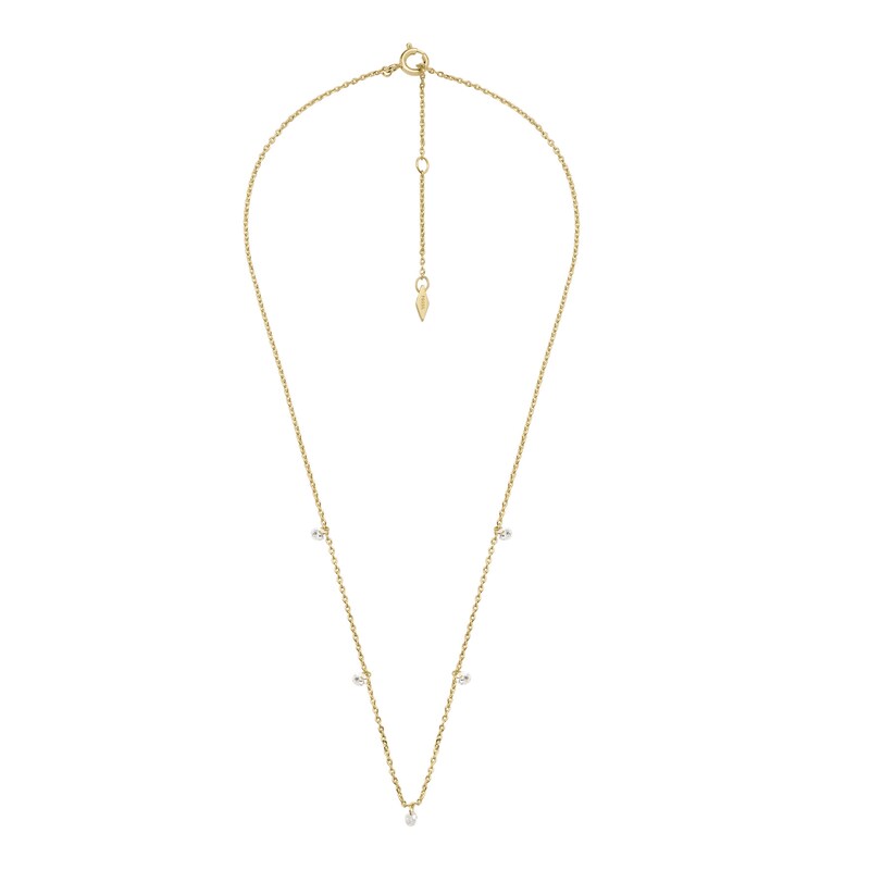Main Image 5 of Fossil Sadie Shine Bright 14ct Gold Plated Drop Necklace