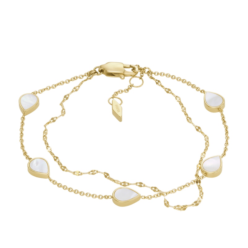 Fossil Teardrop White Mother Of Pearl Chain Bracelet | H.Samuel