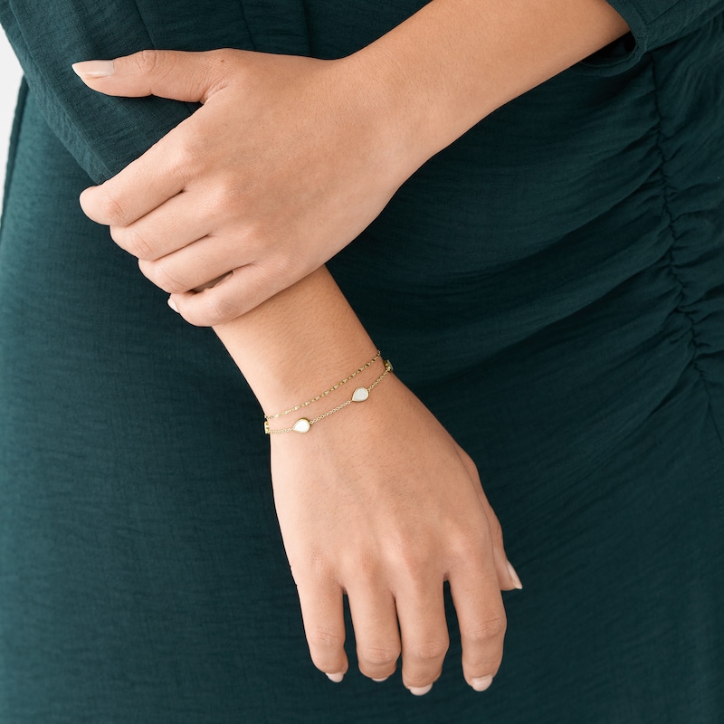 Main Image 6 of Fossil Teardrop White Mother Of Pearl Chain Bracelet