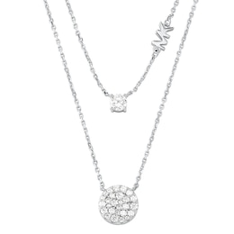 Michael Kors Sterling Silver Layered Pavé Disk Necklace