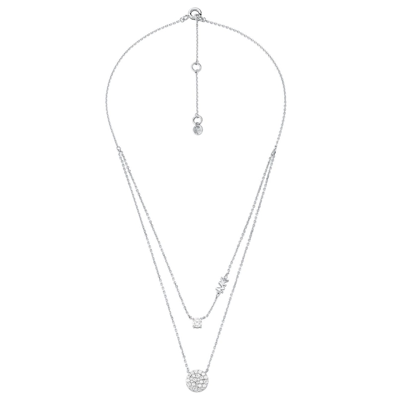 Main Image 2 of Michael Kors Sterling Silver Layered Pavé Disk Necklace
