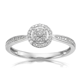 Sterling Silver 0.08ct Total Diamond Round Cluster Ring
