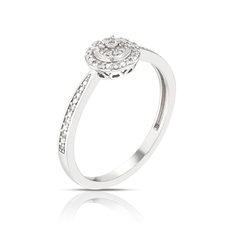 Main Image 2 of Sterling Silver 0.08ct Total Diamond Round Cluster Ring