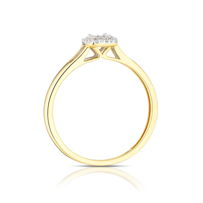 Main Image 3 of 9ct Yellow Gold Diamond Halo Cushion Ring