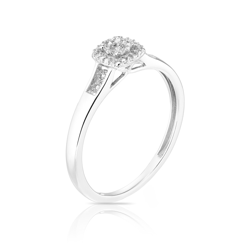 Main Image 2 of 9ct White Gold 0.04ct Total Diamond Cushion Ring