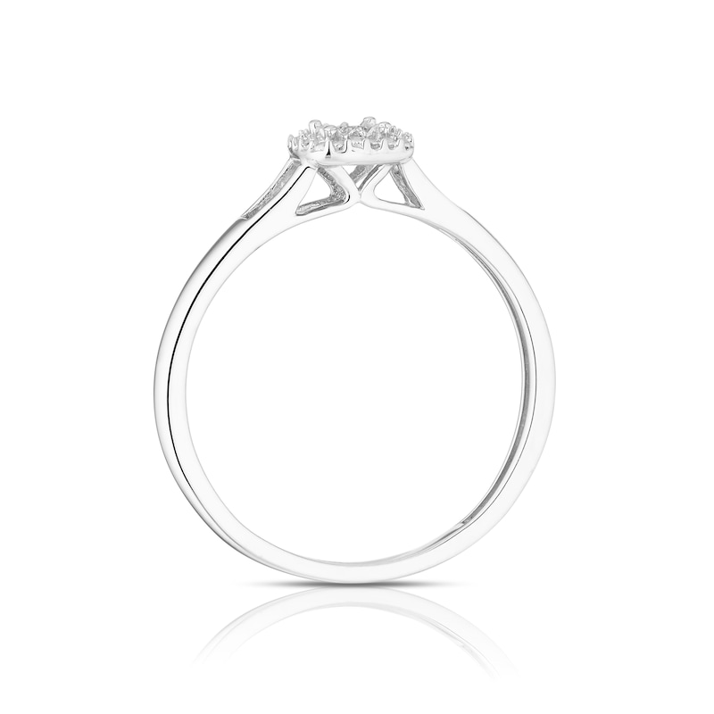 Main Image 3 of 9ct White Gold 0.04ct Total Diamond Cushion Ring