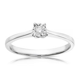 Sterling Silver 0.03ct Diamond Illusion Set Solitaire Ring