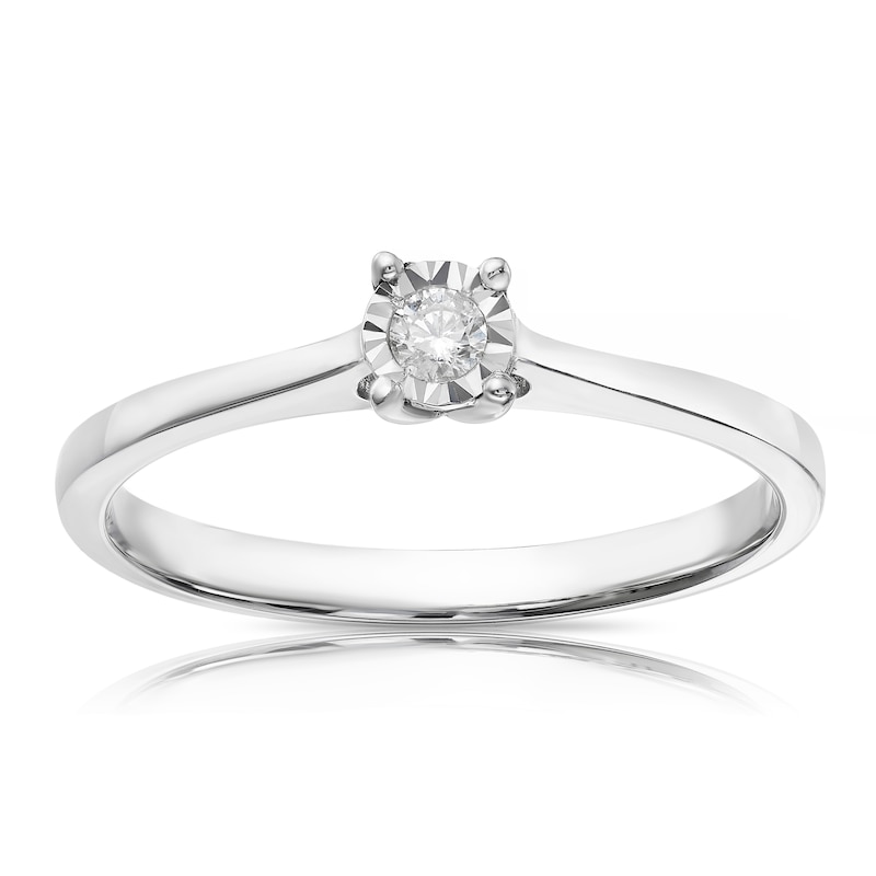 Main Image 1 of Sterling Silver 0.03ct Diamond Illusion Set Solitaire Ring