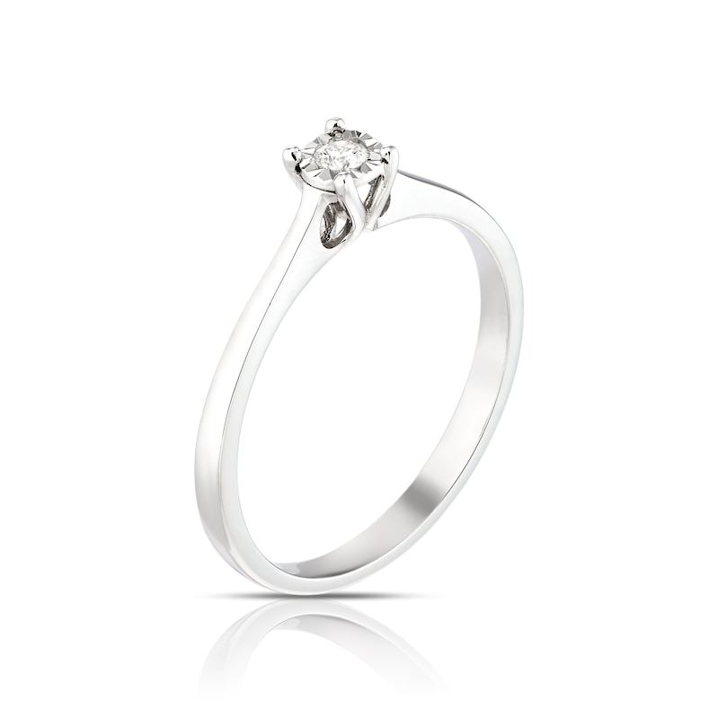 Main Image 2 of Sterling Silver 0.03ct Diamond Illusion Set Solitaire Ring