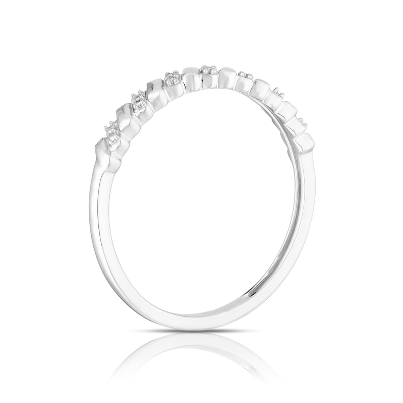 Main Image 3 of 9ct White Gold 0.02ct Total Diamond Pavé Eternity Ring
