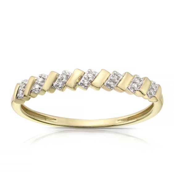 9ct Yellow Gold 0.02ct Total Diamond Pave Eternity Ring