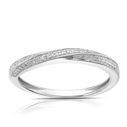Sterling Silver 0.10ct Total Diamond Wave Eternity Ring