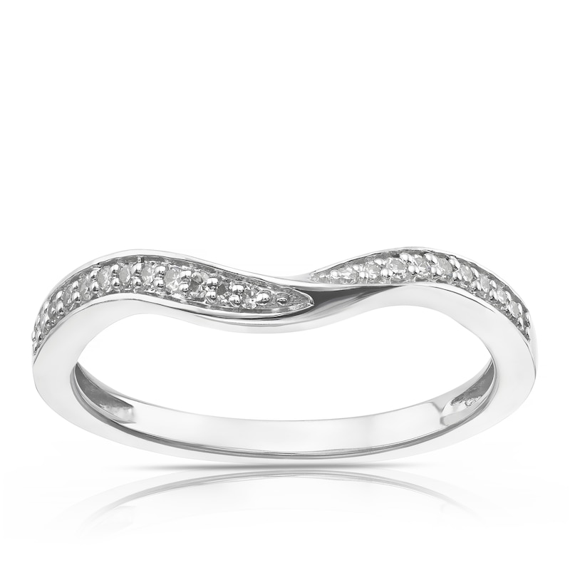 Main Image 1 of Sterling Silver 0.10ct Total Diamond Shaped Eternity Ring