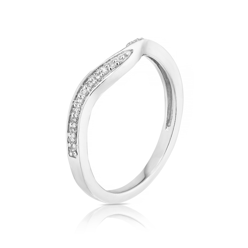 Main Image 2 of Sterling Silver 0.10ct Total Diamond Shaped Eternity Ring