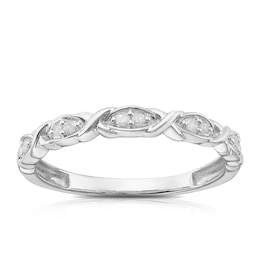 9ct White Gold 0.05ct Diamond Twist Detail Eternity Ring