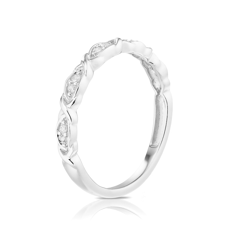 9ct White Gold 0.05ct Diamond Twist Detail Eternity Ring