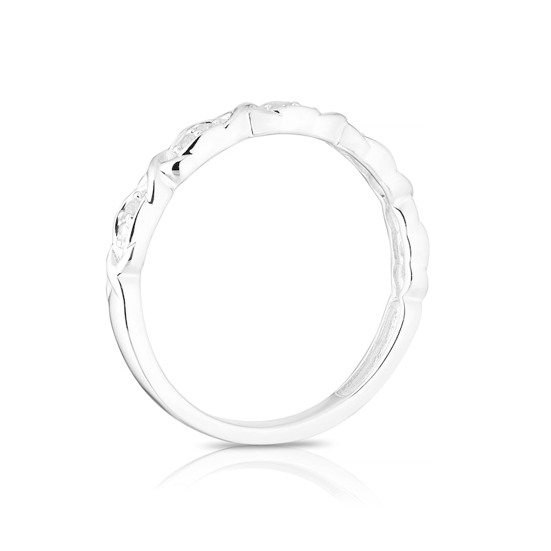 Main Image 3 of 9ct White Gold 0.05ct Diamond Twist Detail Eternity Ring