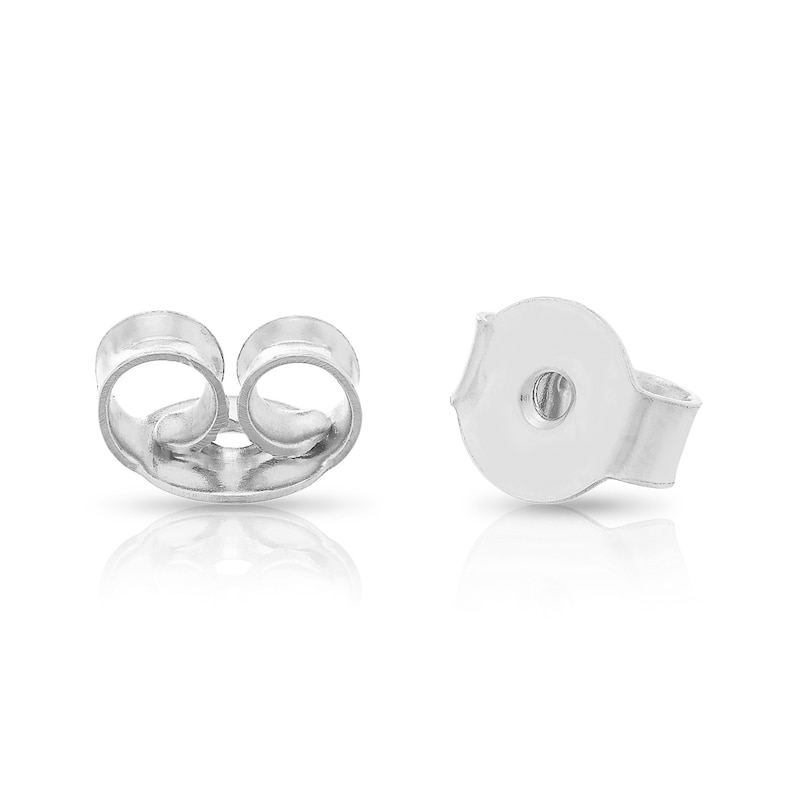 Sterling Silver Diamond Heart Stud Earrings