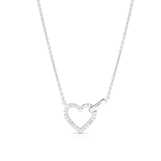 Sterling Silver Diamond Heart Necklace