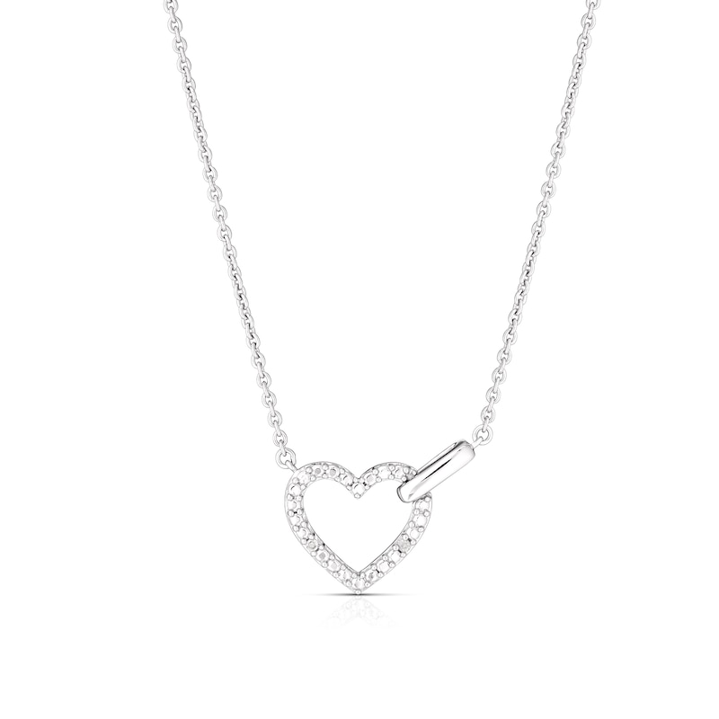 Main Image 1 of Sterling Silver Diamond Heart Necklace
