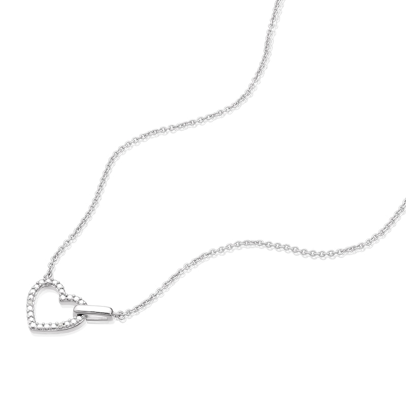 Main Image 2 of Sterling Silver Diamond Heart Necklace