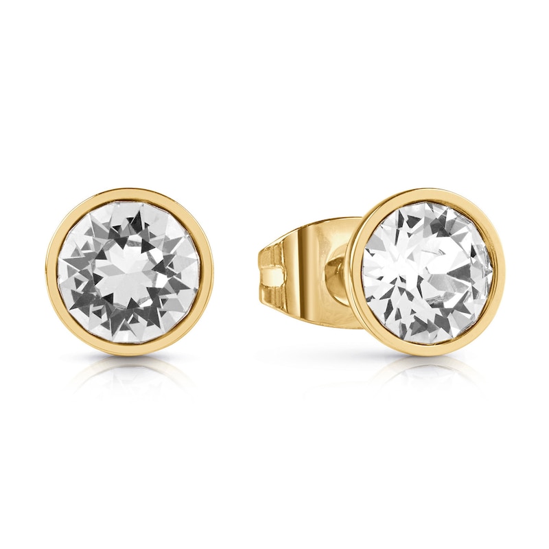 GUESS Party Gold Plated Crystal Stud Earrings
