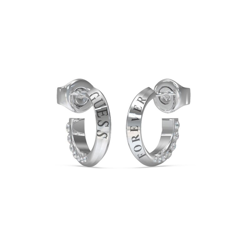 Main Image 1 of GUESS Mini Forever Links Rhodium Plated Crystal Stud Hoops Earrings