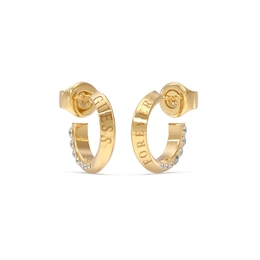 GUESS Mini Forever Links Gold Plated Crystal Hoop Earrings