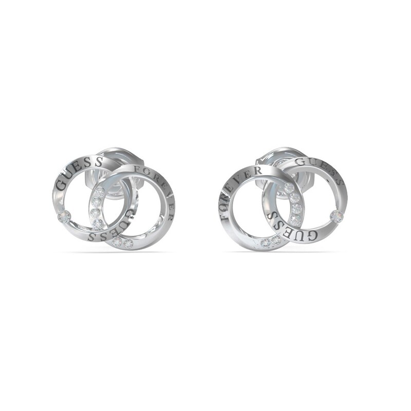 GUESS Mini Forever Links Rhodium Plated Crystal Stud Earrings