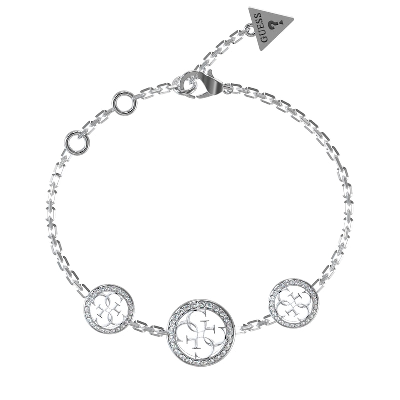 GUESS Life In 4G Rhodium Plated Crystal Chain Bracelet