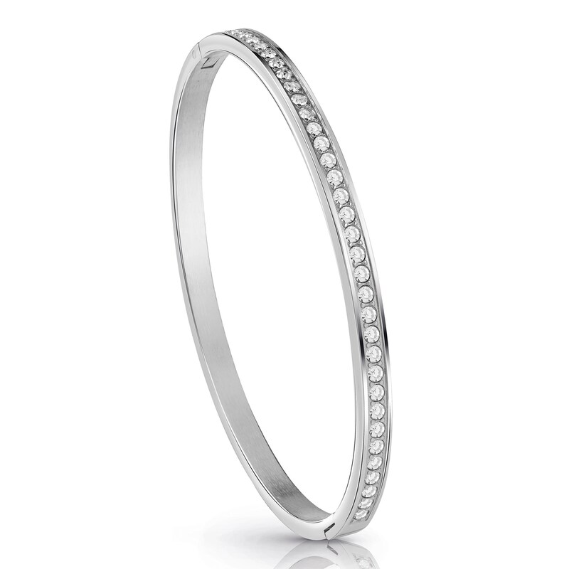 GUESS Color My Day Rhodium Plated Crystal Bangle | H.Samuel