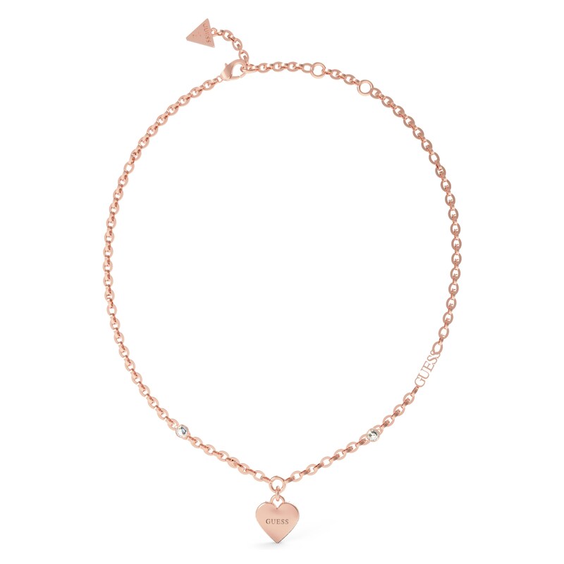 GUESS Falling in Love Rose Gold Plated Crystal Necklace