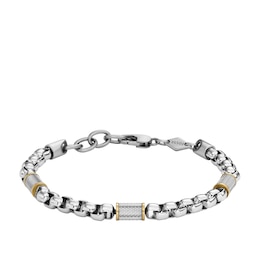 Fossil All Stacked Up Men's Two-Tone Steel Chain Bracelet