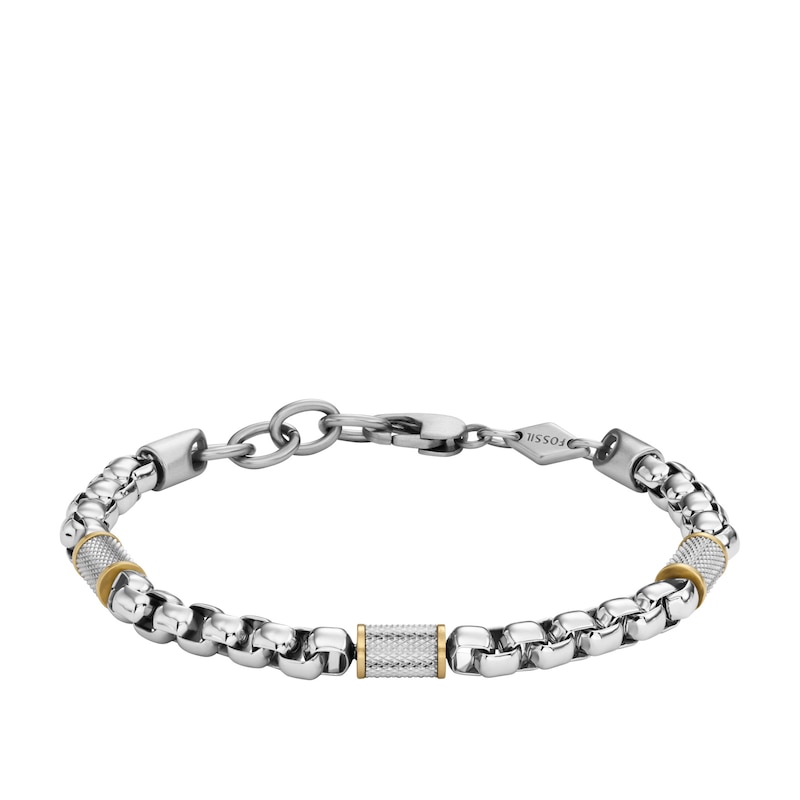 Fossil All Stacked Up Men's Two Tone Steel Chain Bracelet