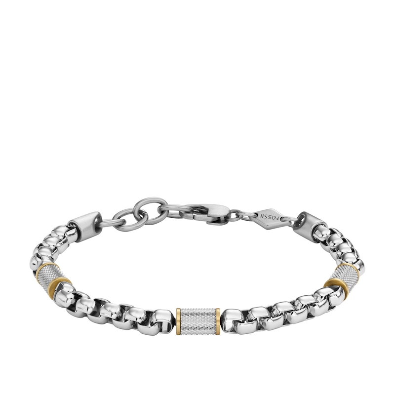 Fossil All Stacked Up Men's Two-Tone Steel Chain Bracelet