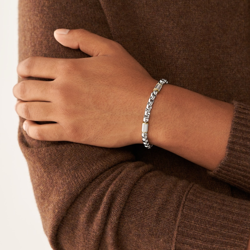 Main Image 6 of Fossil All Stacked Up Men's Two-Tone Steel Chain Bracelet