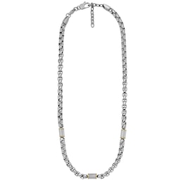Fossil All Stacked Up Men's Two Tone Steel Chain Necklace