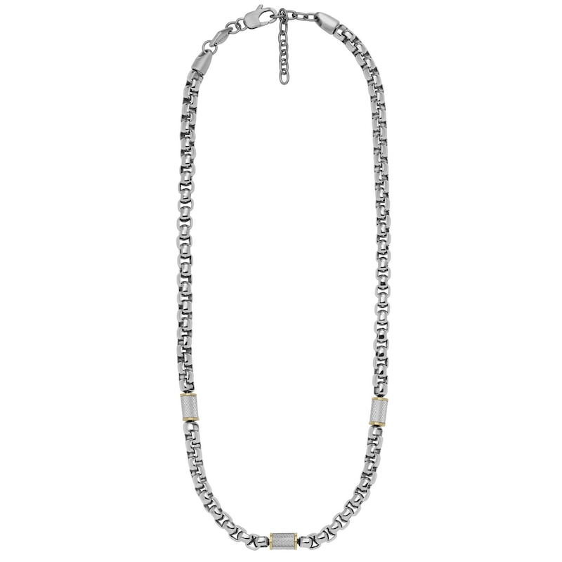 Main Image 1 of Fossil All Stacked Up Men's Two-Tone Steel Chain Necklace