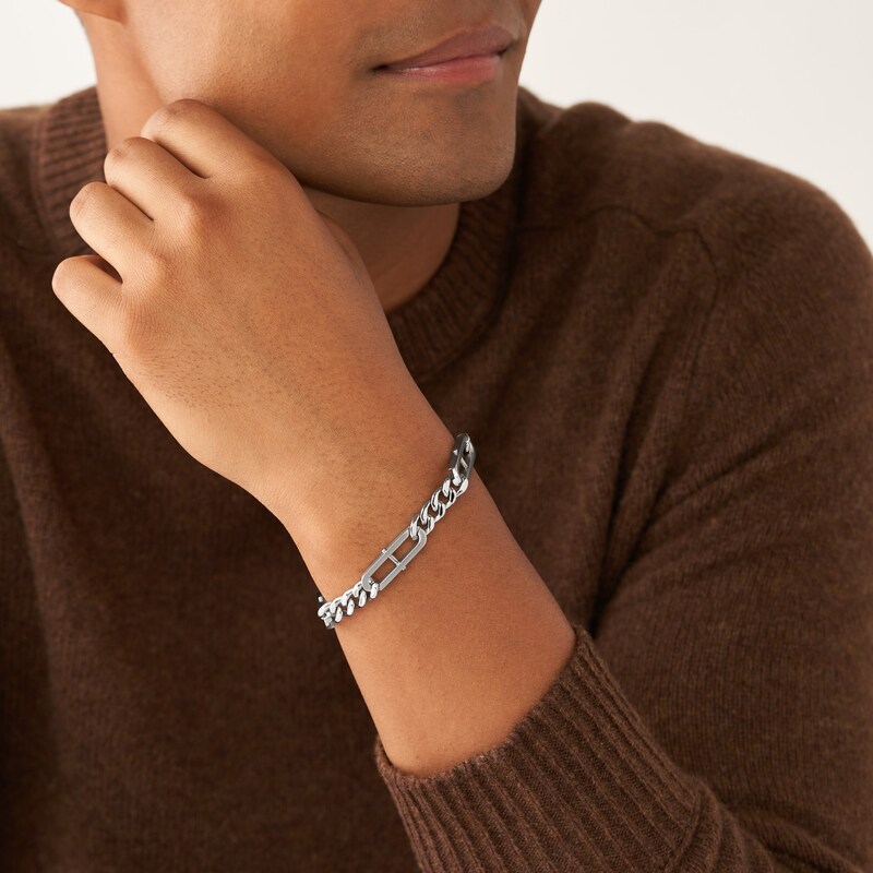 Main Image 5 of Fossil Heritage Men's D-Link Stainless Steel Chain 7" Bracelet