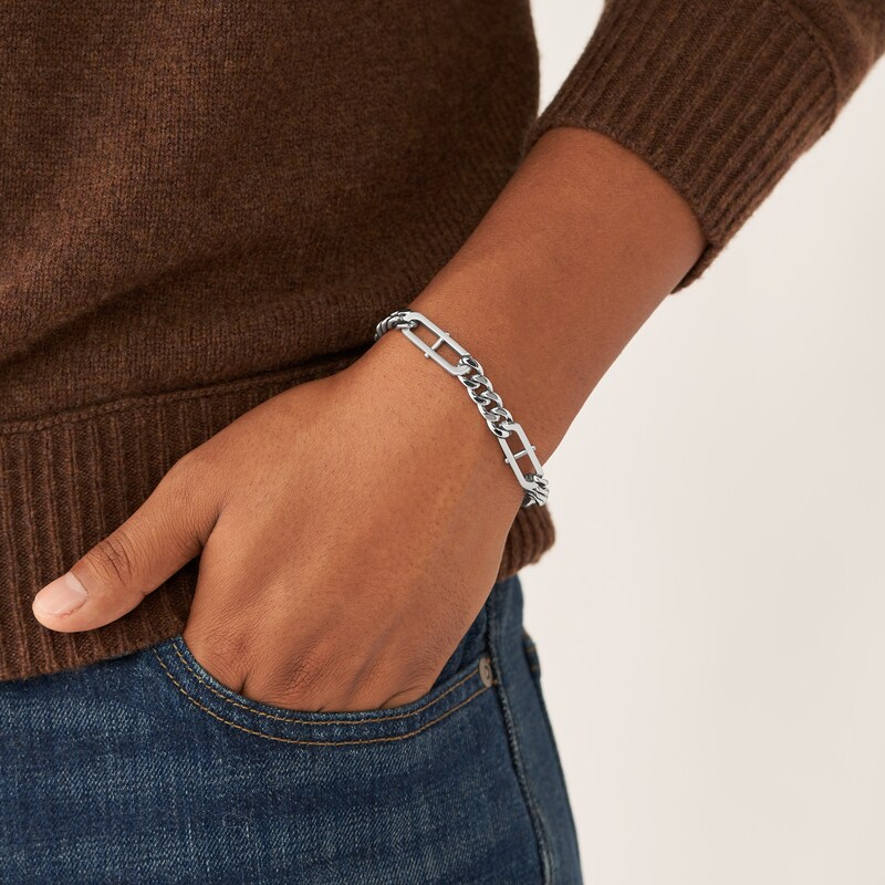 Main Image 6 of Fossil Heritage Men's D-Link Stainless Steel Chain 7" Bracelet