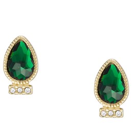 Fossil Sadie Festive Shine Gold Tone Green Crystal Earrings