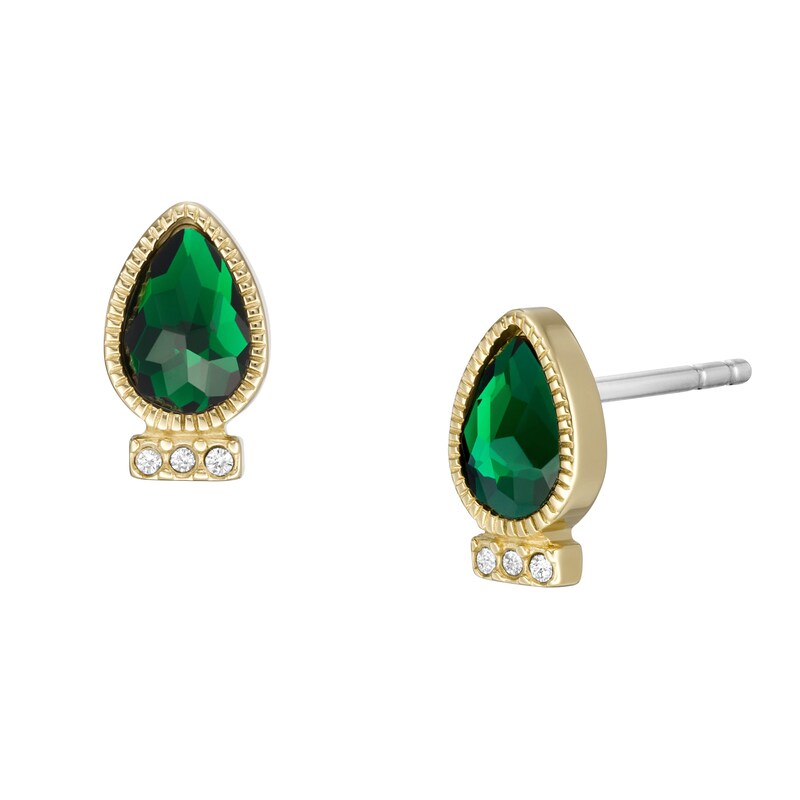 Main Image 2 of Fossil Sadie Festive Shine Gold Tone Green Crystal Earrings
