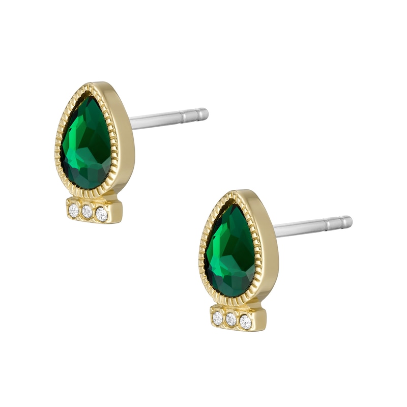 Main Image 3 of Fossil Sadie Festive Shine Gold Tone Green Crystal Earrings