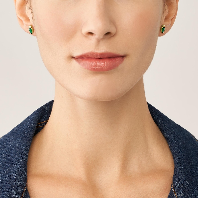 Main Image 4 of Fossil Sadie Festive Shine Gold Tone Green Crystal Earrings
