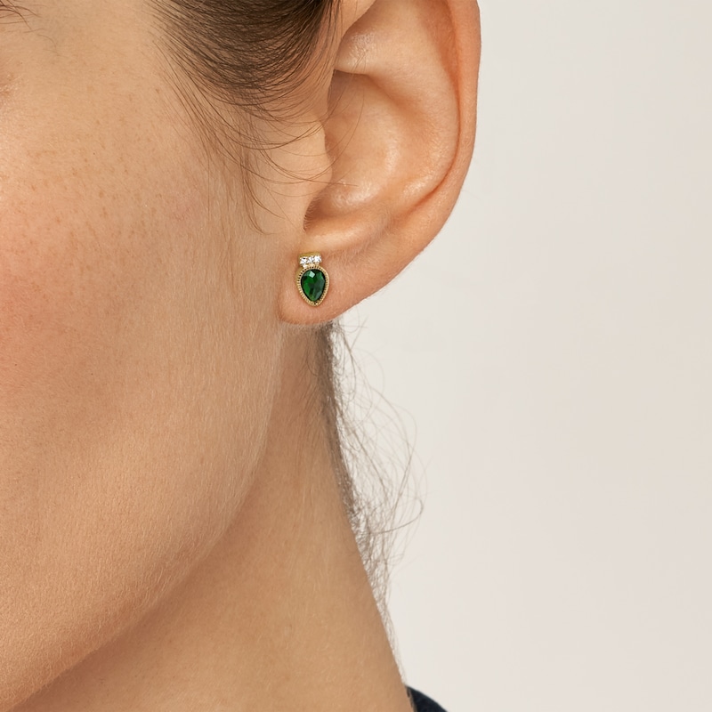 Main Image 6 of Fossil Sadie Festive Shine Gold Tone Green Crystal Earrings