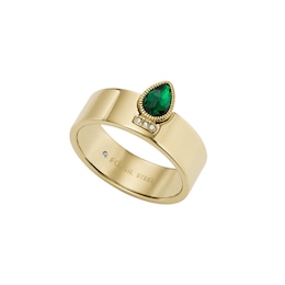 Fossil Sadie Festive Shine Gold Tone Green Crystal Band Ring