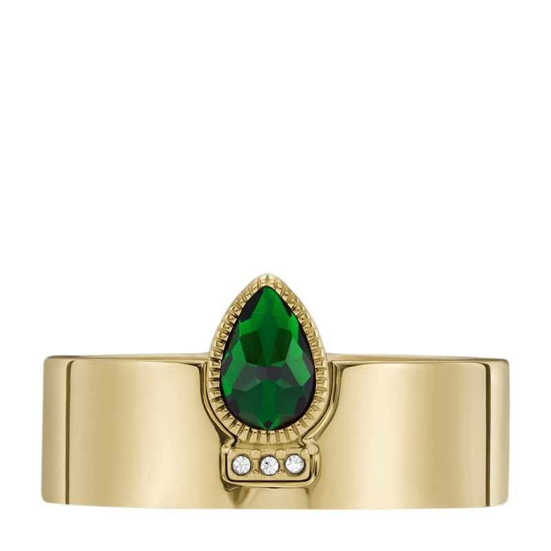 Main Image 2 of Fossil Sadie Festive Shine Gold Tone Green Crystal Band Ring