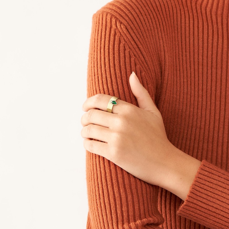 Main Image 5 of Fossil Sadie Festive Shine Gold Tone Green Crystal Band Ring