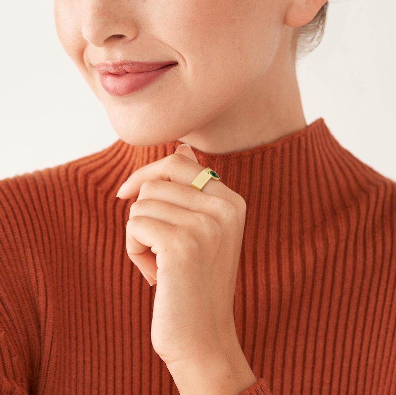Main Image 6 of Fossil Sadie Festive Shine Gold Tone Green Crystal Band Ring