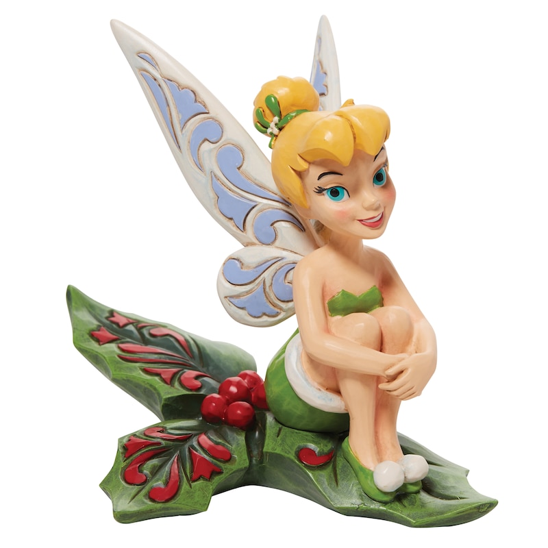 Disney Traditions Tinkabell Atop A Bushel Of Holly Figurine